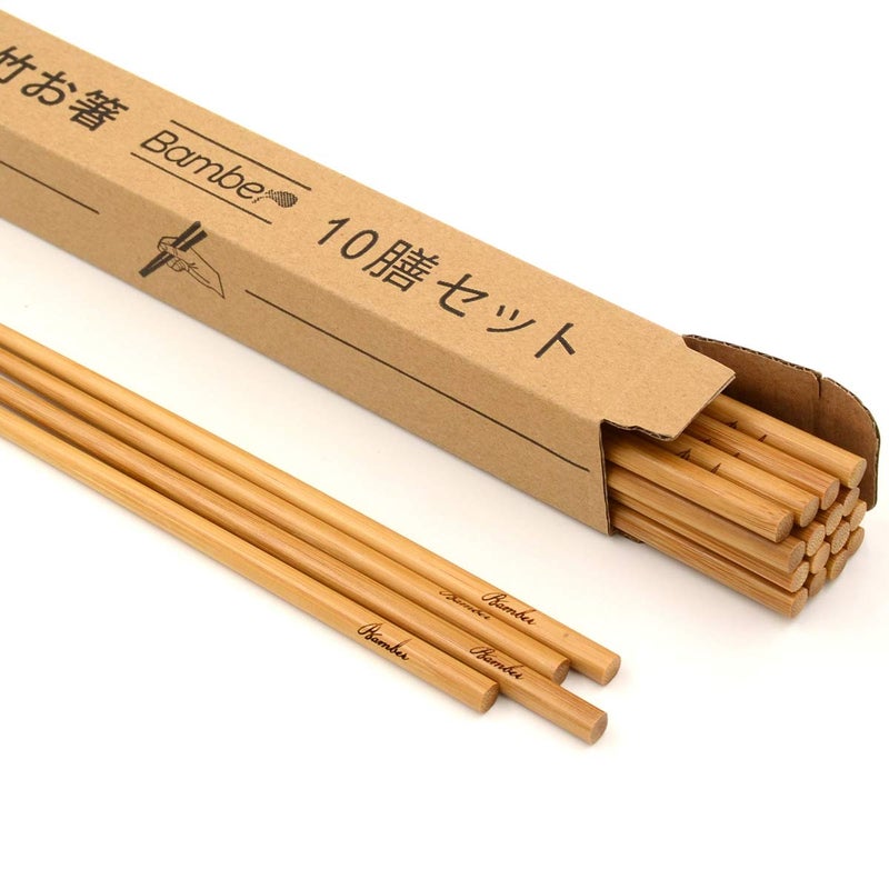 Bamber 10 Pairs Reusable Bamboo Chopsticks Set, 10 Inches Long Chopstick, Japanese Style - Image 1